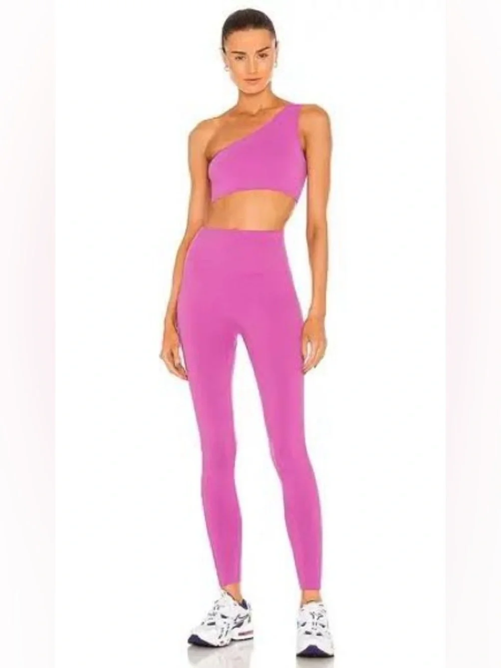 Set Active x Revolve One Shoulder Ribbed Matching Set Fuschia